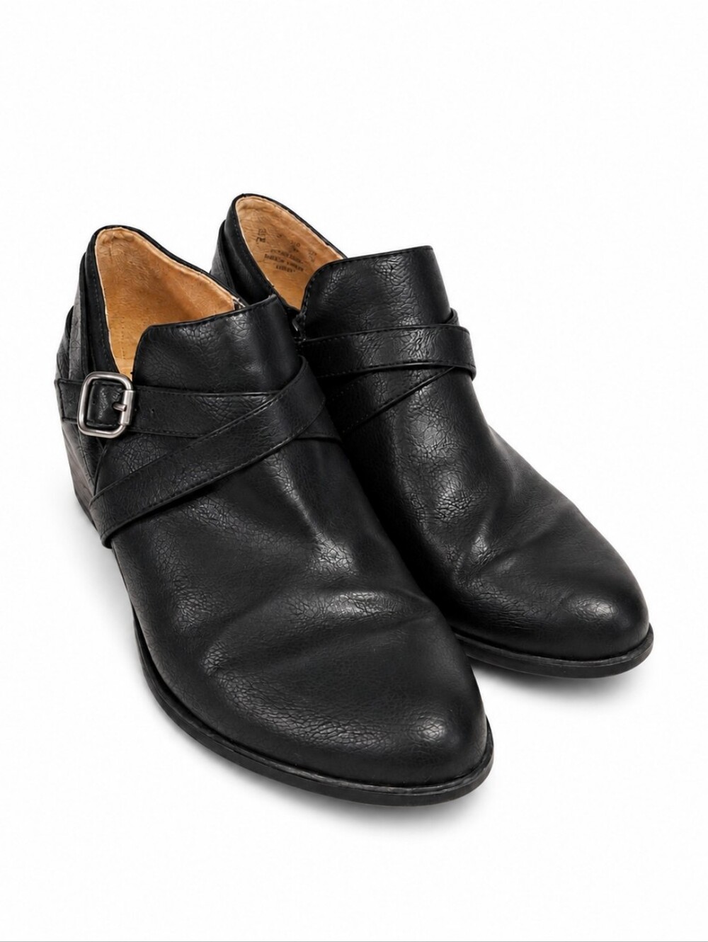 LifeStride Avery Black Strappy Ankle Booties Size 7M Comfort Flex Leather